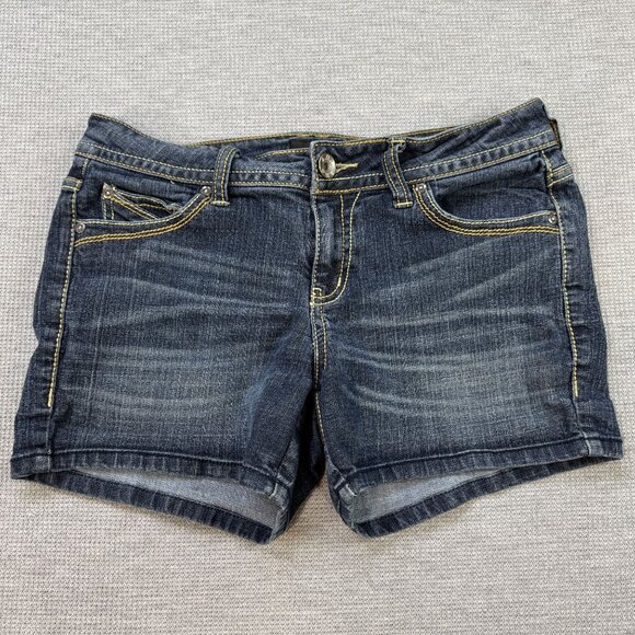 A.N.A. Womens Denim Jean Shorts Size 8 Dual Color Stitching Flap Pockets Stretch - Picture 1 of 11